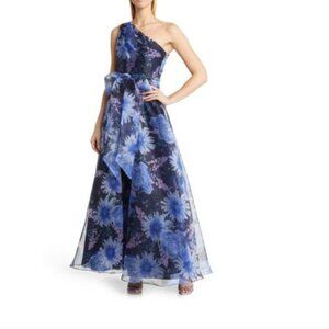 Eliza J Women's One-Shoulder Floral Print Ballgown Size 6